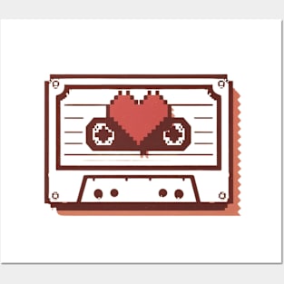 8 Bit Vintage Tape Heart Posters and Art